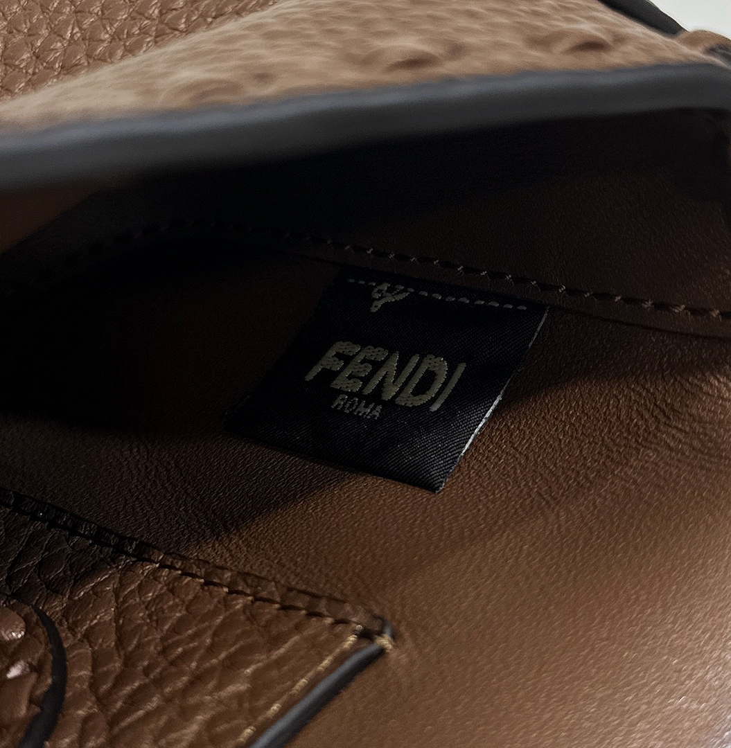 Fendi 8BS017 Baguette Mini Dark Brown Selleria bag with 309 hand-sewn Tpstitches 8610S - Default Title - View 6