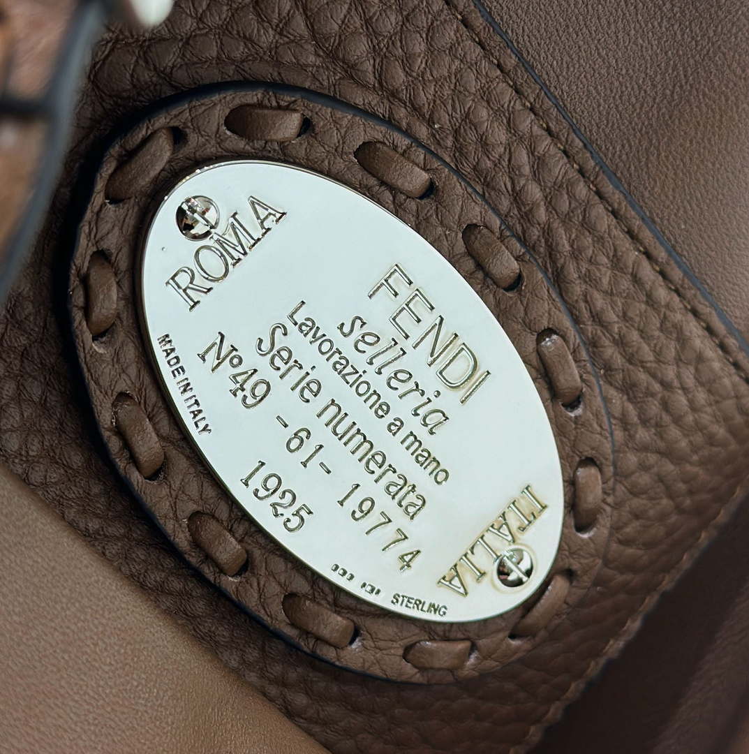 Fendi 8BS017 Baguette Mini Dark Brown Selleria bag with 309 hand-sewn Tpstitches 8610S - Default Title - View 7