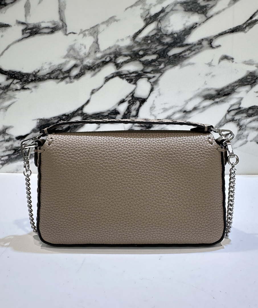 Fendi 8BS017 Baguette Mini Gray Selleria bag with 309 hand-sewn Tpstitches 8610S