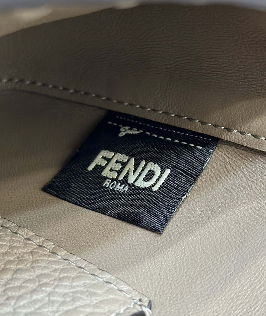 Fendi 8BS017 Baguette Mini Gray Selleria bag with 309 hand-sewn Tpstitches 8610S