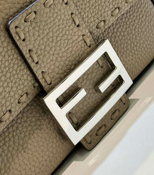 Fendi 8BS017 Baguette Mini Gray Selleria bag with 309 hand-sewn Tpstitches 8610S - Default Title - View 7