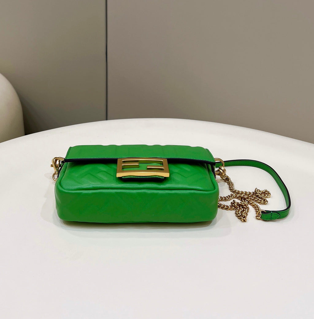 Fendi 8BS017 Baguette Mini Green leather 0135 bag