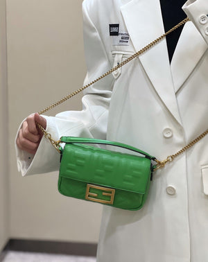 Fendi 8BS017 Baguette Mini Green leather 0135 bag - Default Title - View 1