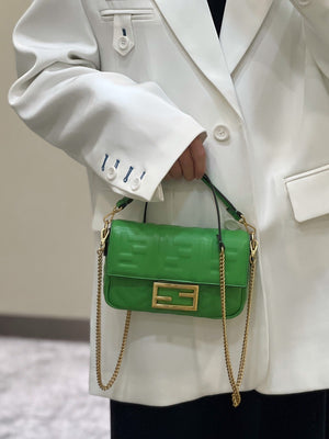 Fendi 8BS017 Baguette Mini Green leather 0135 bag - Default Title - View 5