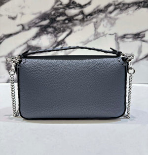 Fendi 8BS017 Baguette Mini Gray Blue Selleria bag with 309 hand-sewn Tpstitches 8610S - Default Title - View 3