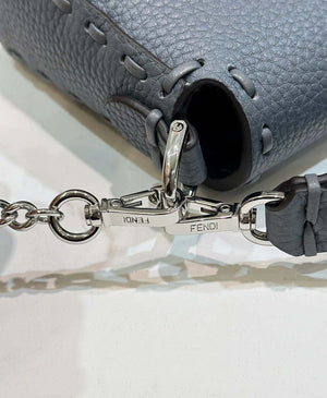 Fendi 8BS017 Baguette Mini Gray Blue Selleria bag with 309 hand-sewn Tpstitches 8610S - Default Title - View 7