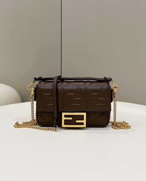 Fendi 8BS017 Baguette Mini Dark Brown leather 0135 bag - Default Title - View 1
