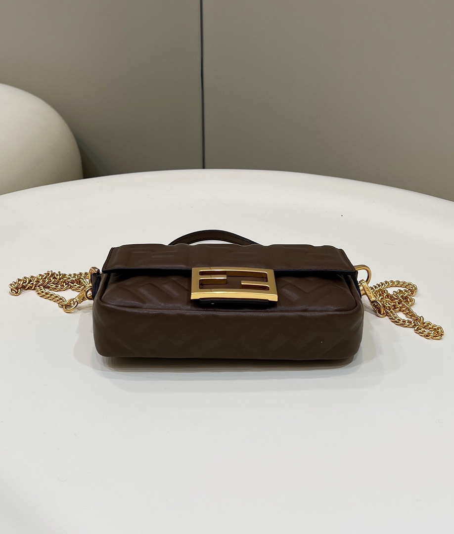 Fendi 8BS017 Baguette Mini Dark Brown leather 0135 bag - Default Title - View 3