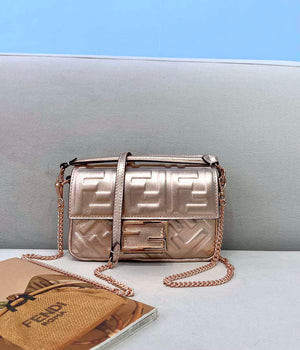 Fendi 8BS017 Baguette Mini Pink Gold leather 0135 bag - Default Title - View 2