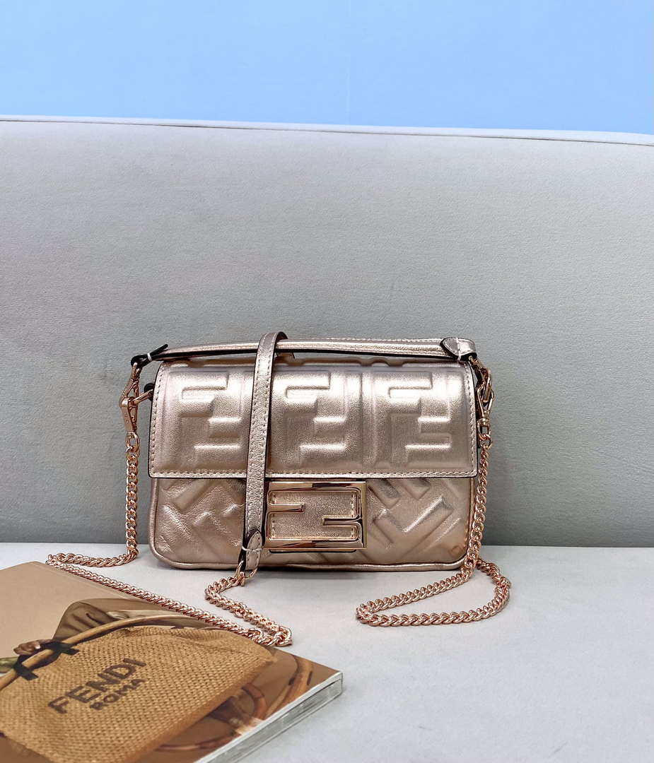 Fendi 8BS017 Baguette Mini Pink Gold leather 0135 bag - Default Title - View 2