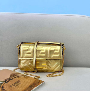 Fendi 8BS017 Baguette Mini Gold leather 0135 bag - Default Title - View 1