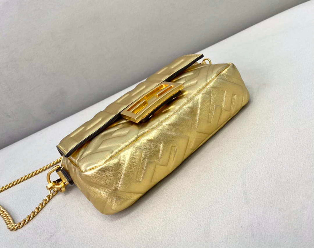 Fendi 8BS017 Baguette Mini Gold leather 0135 bag