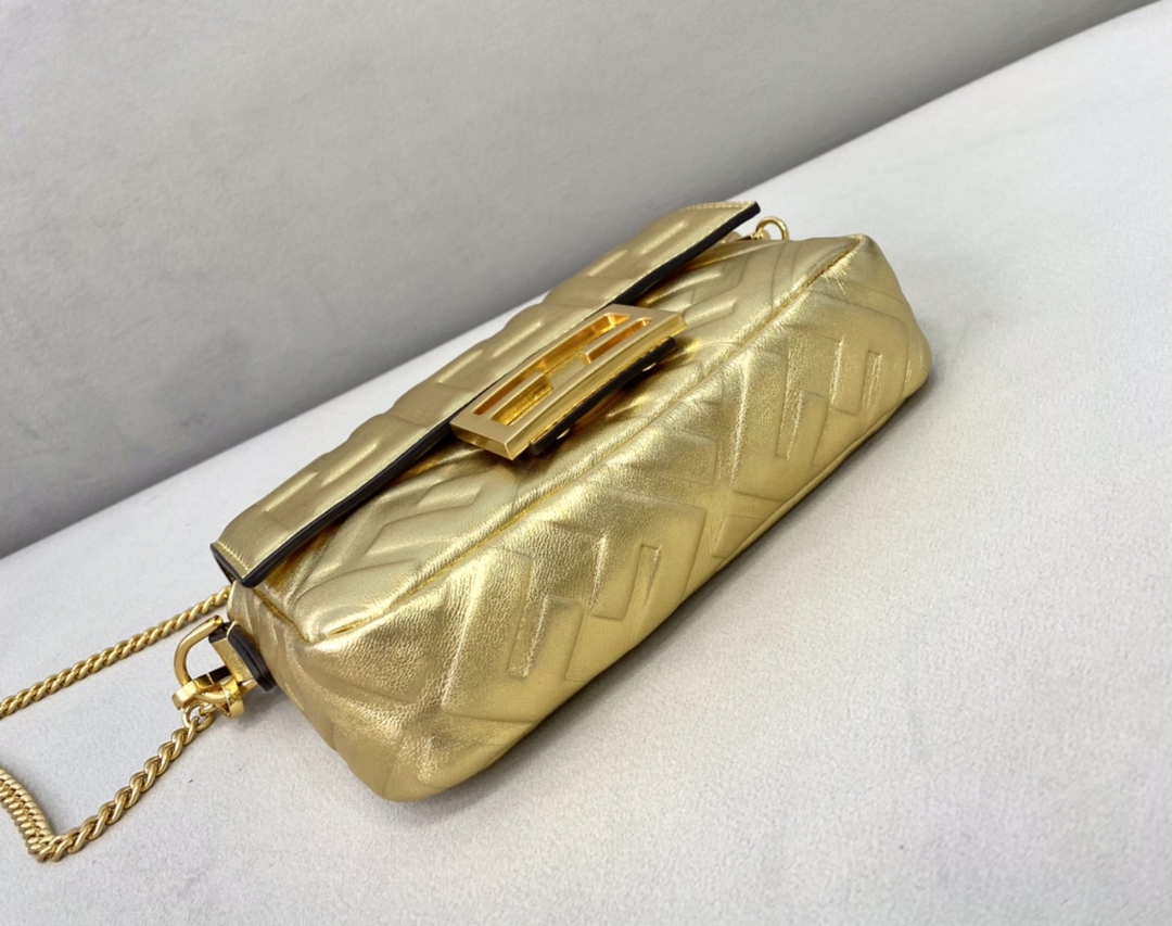 Fendi 8BS017 Baguette Mini Gold leather 0135 bag