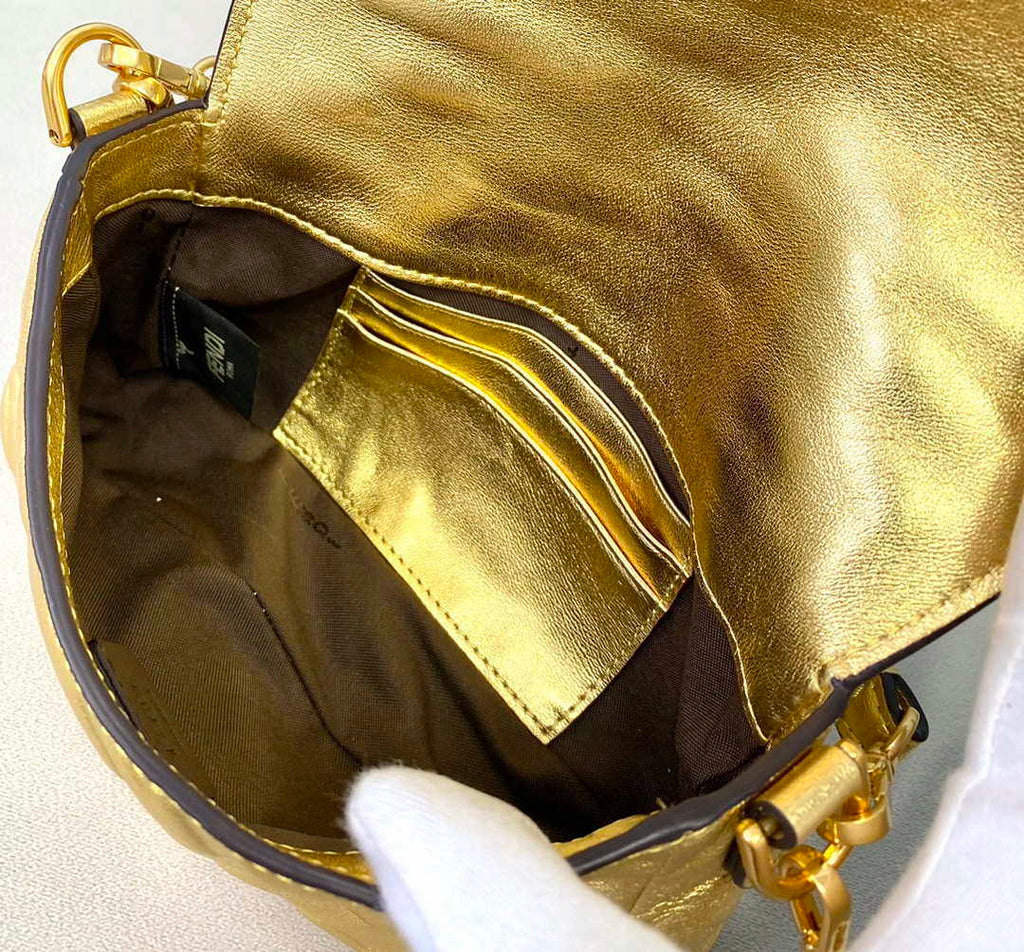 Fendi 8BS017 Baguette Mini Gold leather 0135 bag