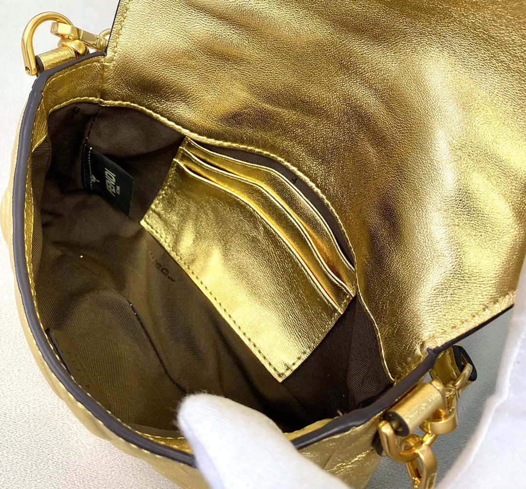 Fendi 8BS017 Baguette Mini Gold leather 0135 bag