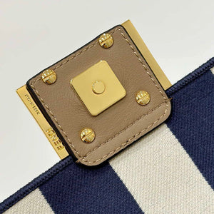 Fendi 8BS017  Baguette Mini Navy denim-effect FF jacquard bag - Default Title - View 7