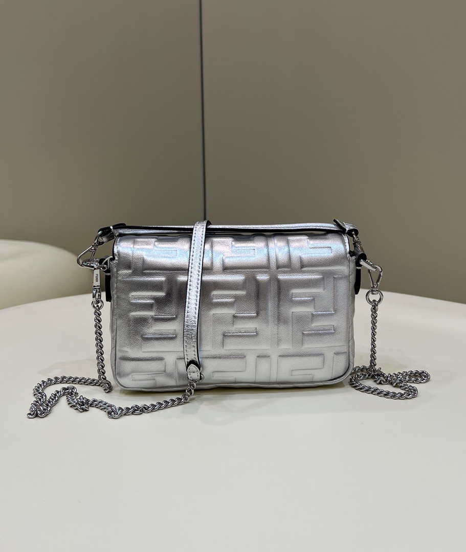 Fendi 8BS017 Baguette Mini Silver leather 0135 bag