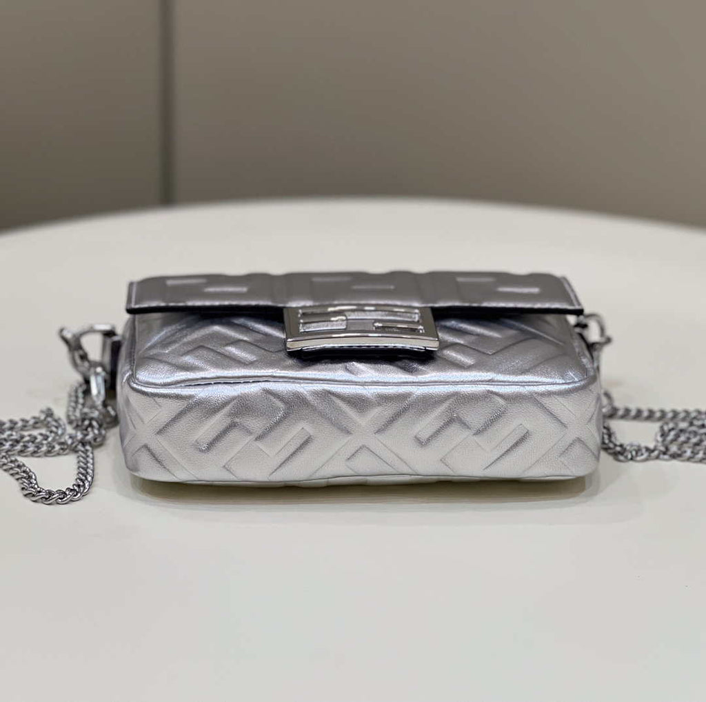 Fendi 8BS017 Baguette Mini Silver leather 0135 bag