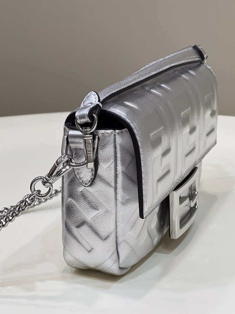 Fendi 8BS017 Baguette Mini Silver leather 0135 bag - Default Title - View 4