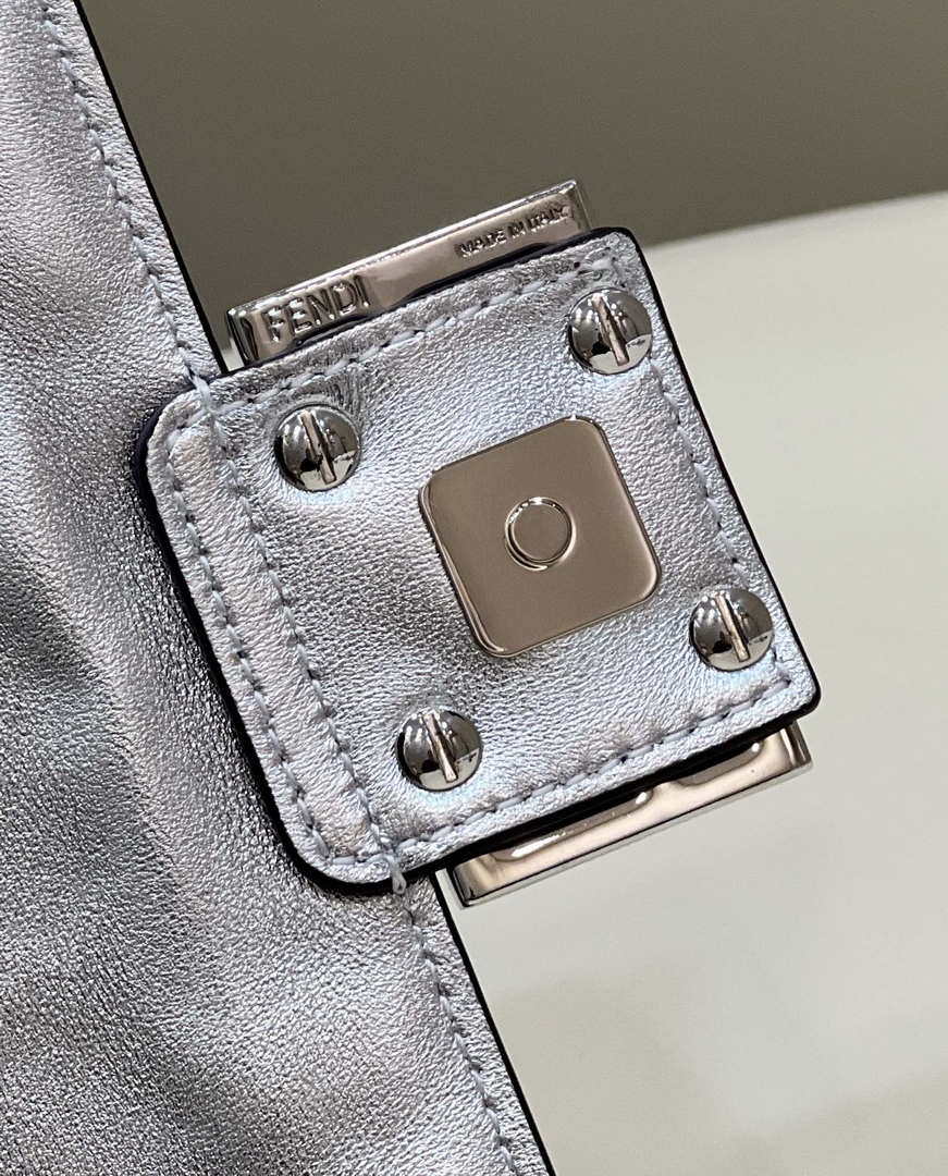 Fendi 8BS017 Baguette Mini Silver leather 0135 bag