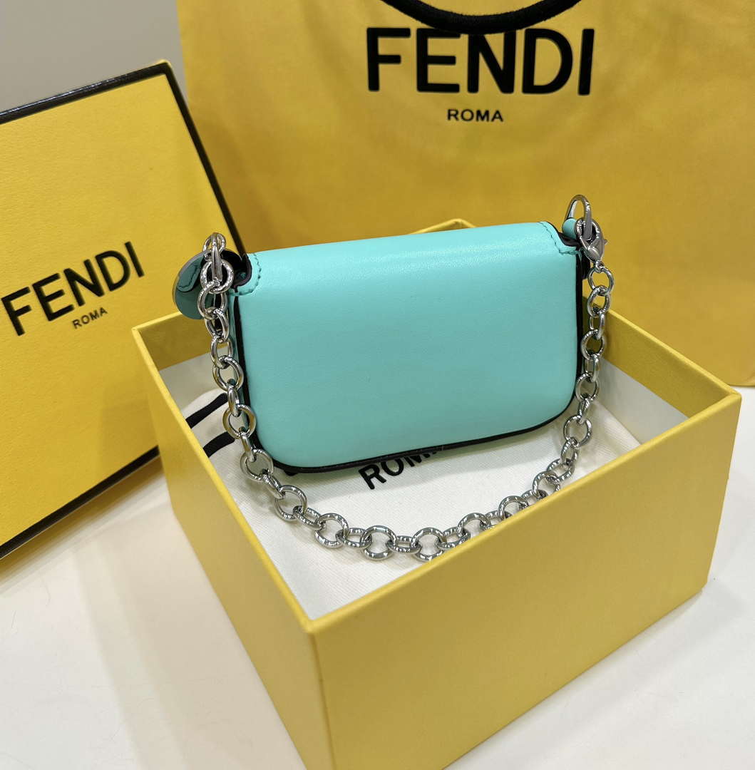 Fendi  8BS017 Baguette Mini Tiffany Blue leather 80128S bag