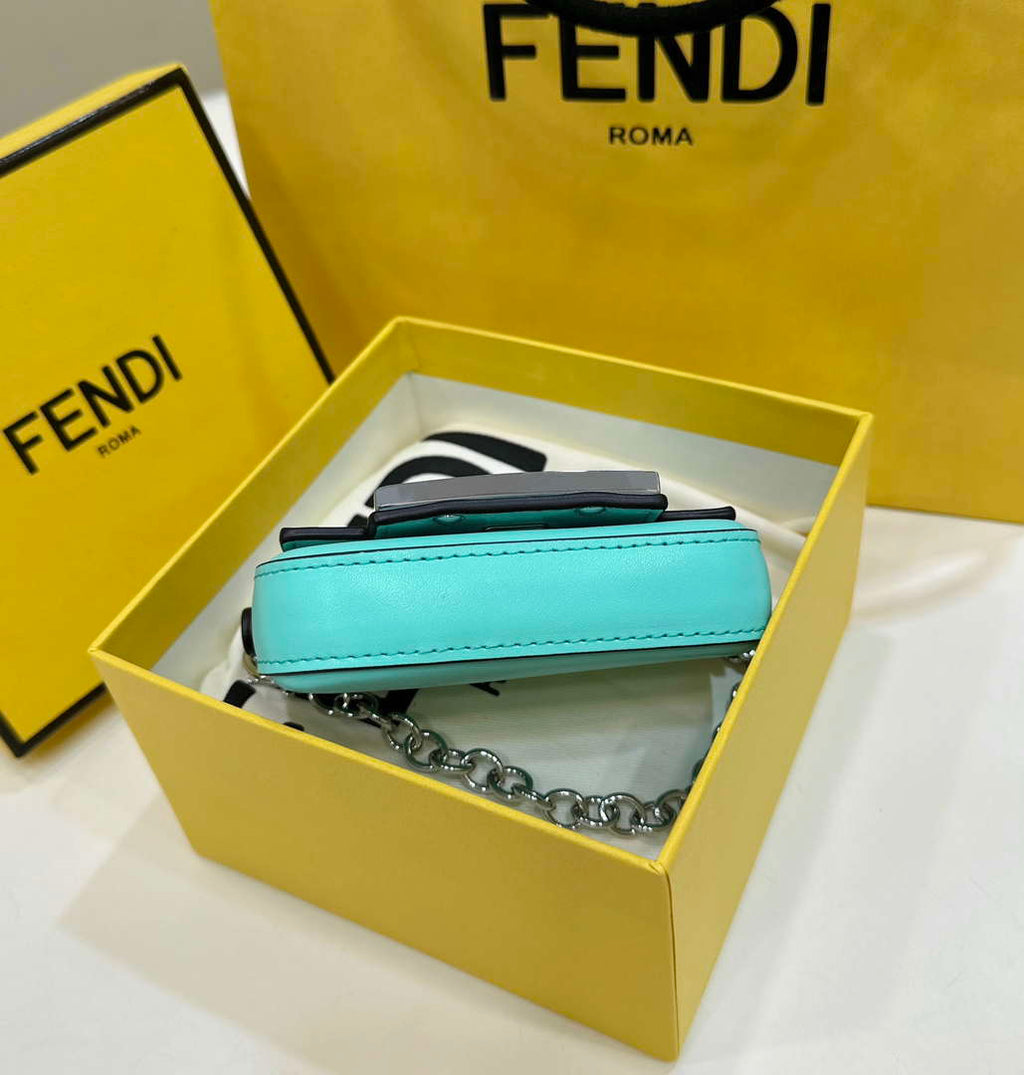 Fendi  8BS017 Baguette Mini Tiffany Blue leather 80128S bag
