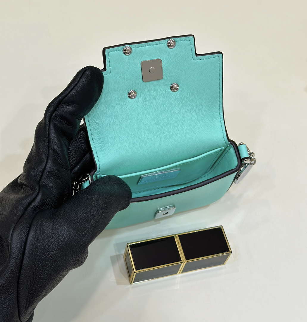 Fendi  8BS017 Baguette Mini Tiffany Blue leather 80128S bag