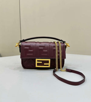 Fendi 8BS017 Baguette Mini Wine Red leather 0135S bag - Default Title - View 1