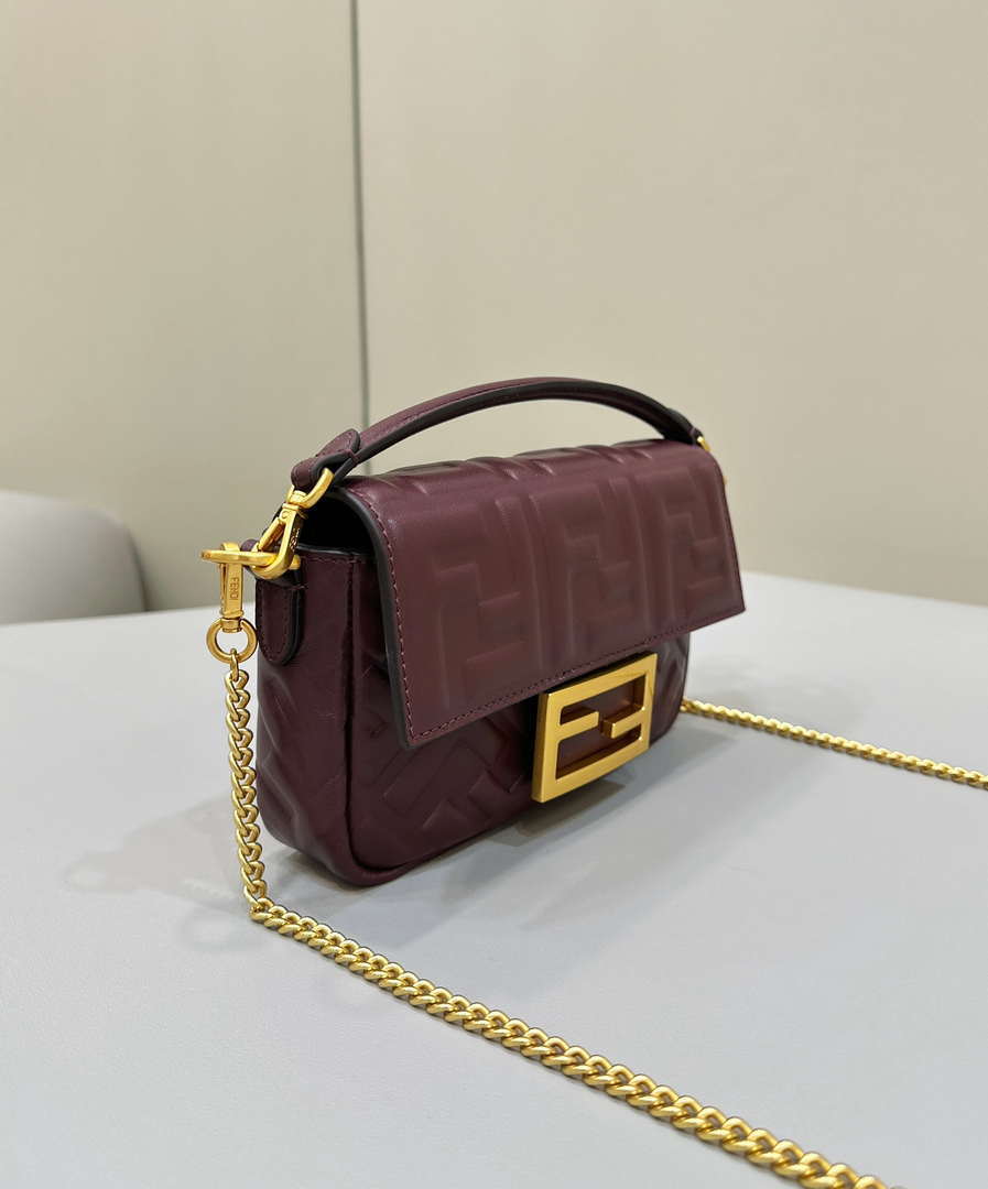 Fendi 8BS017 Baguette Mini Wine Red leather 0135S bag