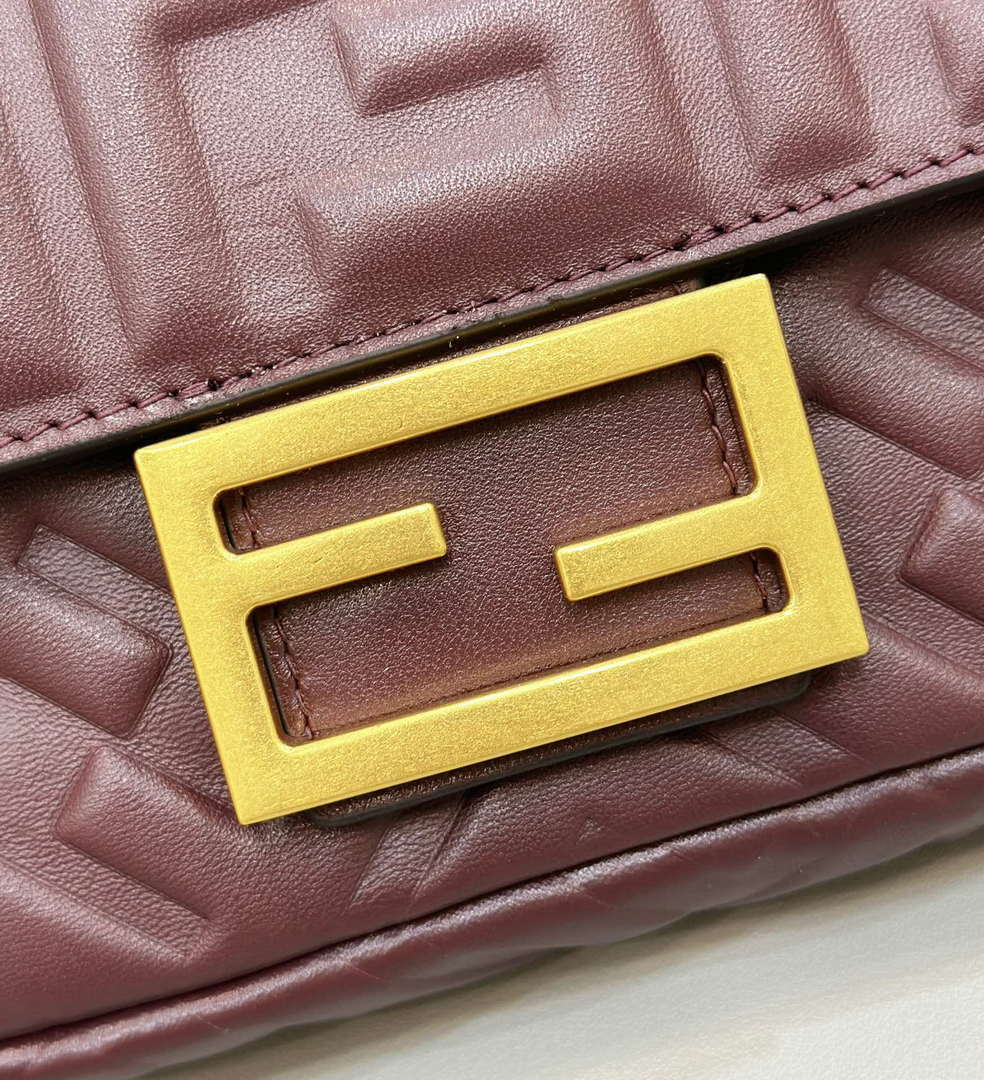 Fendi 8BS017 Baguette Mini Wine Red leather 0135S bag