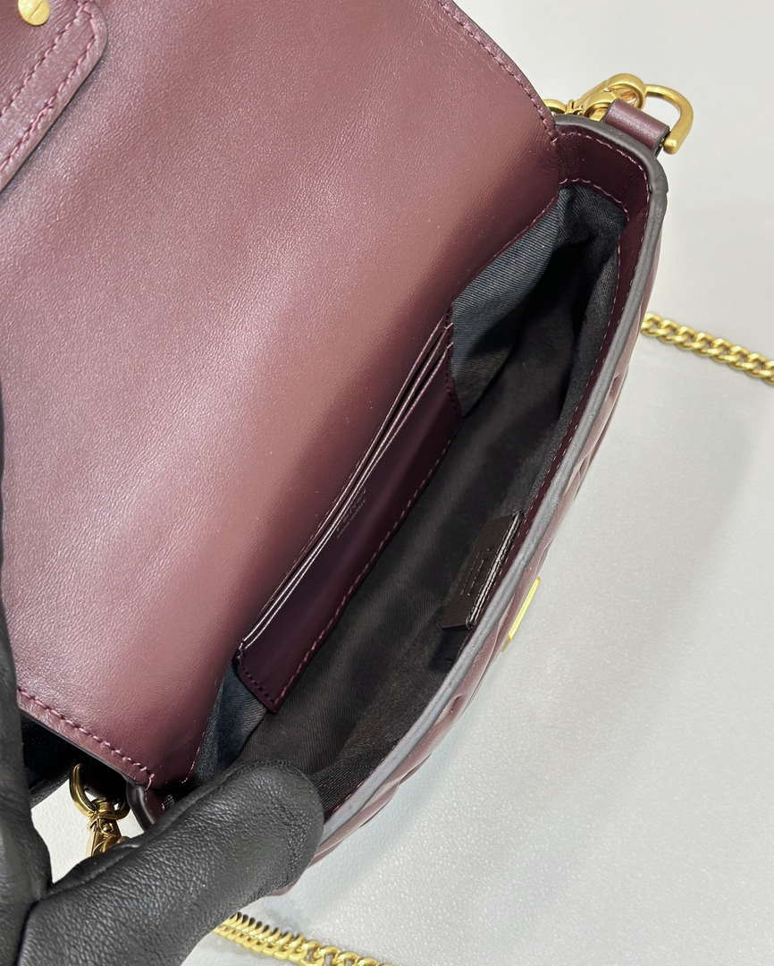 Fendi 8BS017 Baguette Mini Wine Red leather 0135S bag - Default Title - View 10