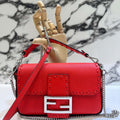 Fendi 8BS017 Baguette Mini Red Selleria bag with 309 hand-sewn Tpstitches 8610S - Default Title - View 1