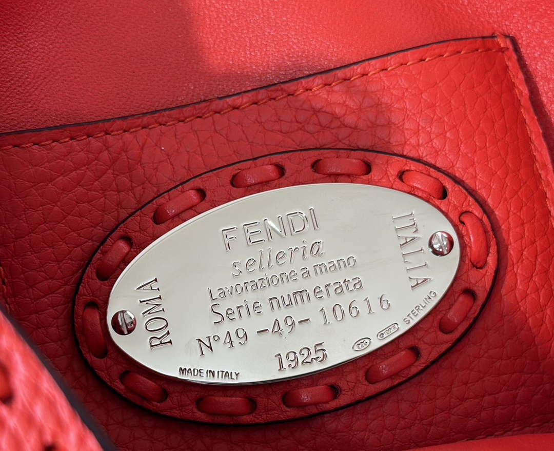 Fendi 8BS017 Baguette Mini Red Selleria bag with 309 hand-sewn Tpstitches 8610S - Default Title - View 6