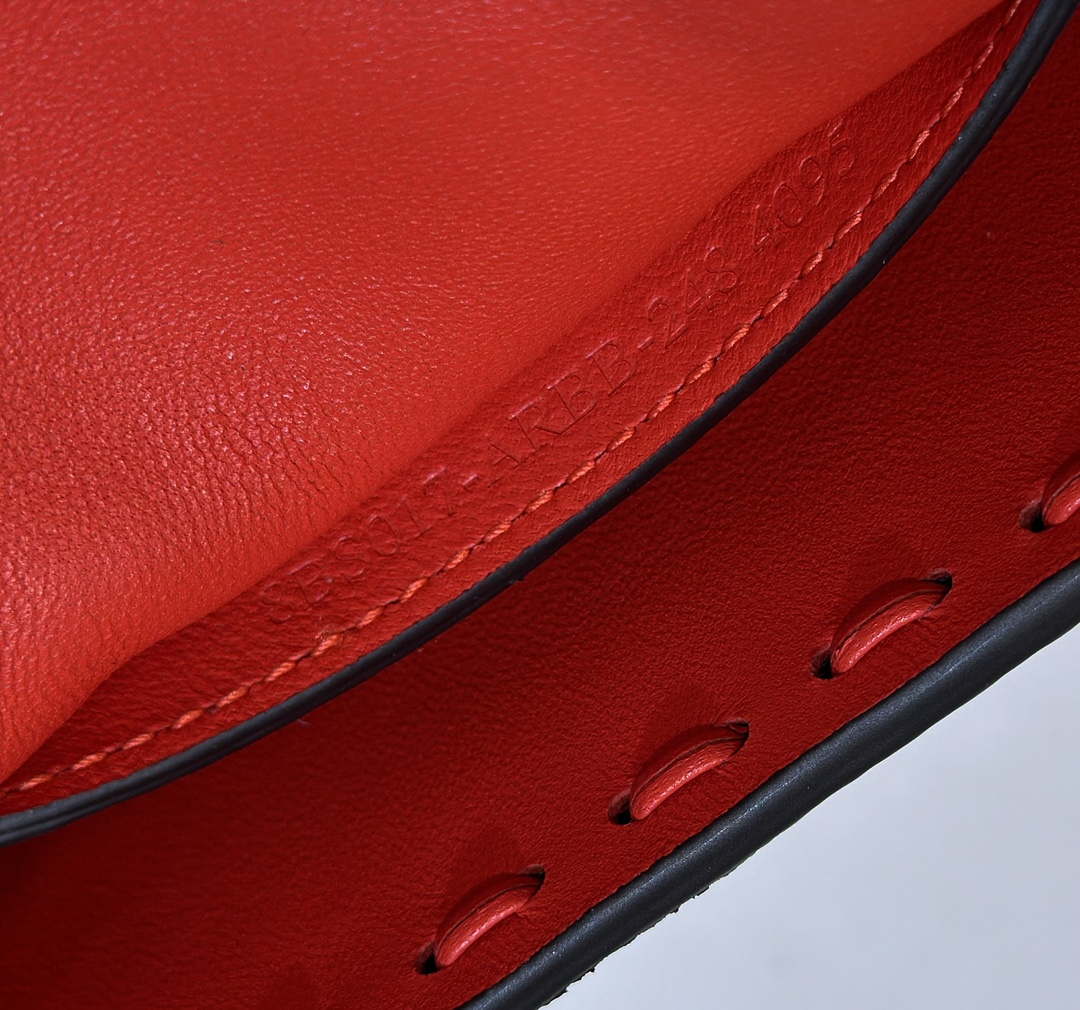 Fendi 8BS017 Baguette Mini Red Selleria bag with 309 hand-sewn Tpstitches 8610S - Default Title - View 8