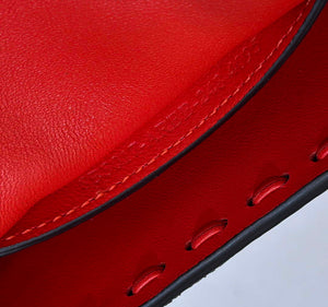 Fendi 8BS017 Baguette Mini Red Selleria bag with 309 hand-sewn Tpstitches 8610S - Default Title - View 8