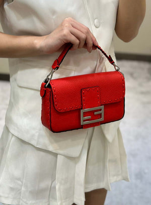 Fendi 8BS017 Baguette Mini Red Selleria bag with 309 hand-sewn Tpstitches 8610S - Default Title - View 16