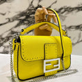 Fendi 8BS017 Baguette Mini Acid yellow Selleria bag with 309 hand-sewn Tpstitches 8610S - Default Title - View 1