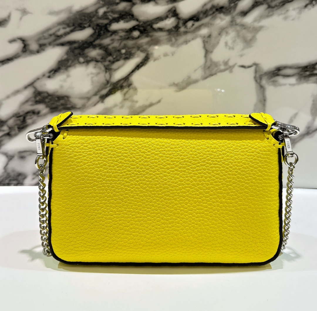 Fendi 8BS017 Baguette Mini Acid yellow Selleria bag with 309 hand-sewn Tpstitches 8610S - Default Title - View 3