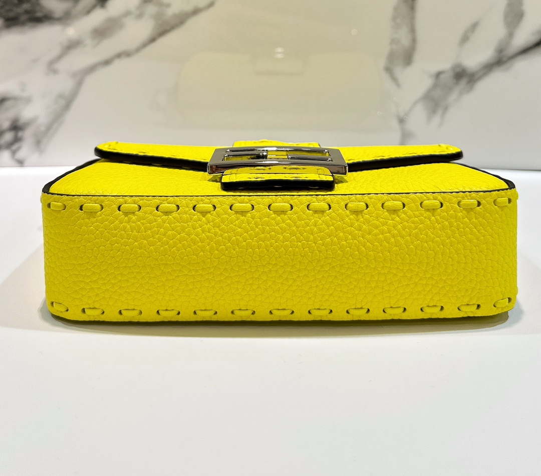 Fendi 8BS017 Baguette Mini Acid yellow Selleria bag with 309 hand-sewn Tpstitches 8610S - Default Title - View 4