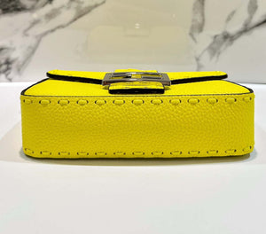 Fendi 8BS017 Baguette Mini Acid yellow Selleria bag with 309 hand-sewn Tpstitches 8610S - Default Title - View 4