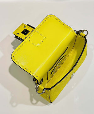 Fendi 8BS017 Baguette Mini Acid yellow Selleria bag with 309 hand-sewn Tpstitches 8610S - Default Title - View 9