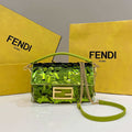 Fendi 8BS017 Mini Baguette Acid green sequin and leather bag 8601s - Default Title - View 1