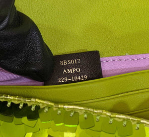 Fendi 8BS017 Mini Baguette Acid green sequin and leather bag 8601s - Default Title - View 8