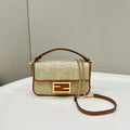 Fendi 8BS017 Mini Baguette Apricot canvas bag with FF embroidery 0159BS - Default Title - View 1