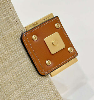 Fendi 8BS017 Mini Baguette Apricot canvas bag with FF embroidery 0159BS - Default Title - View 6