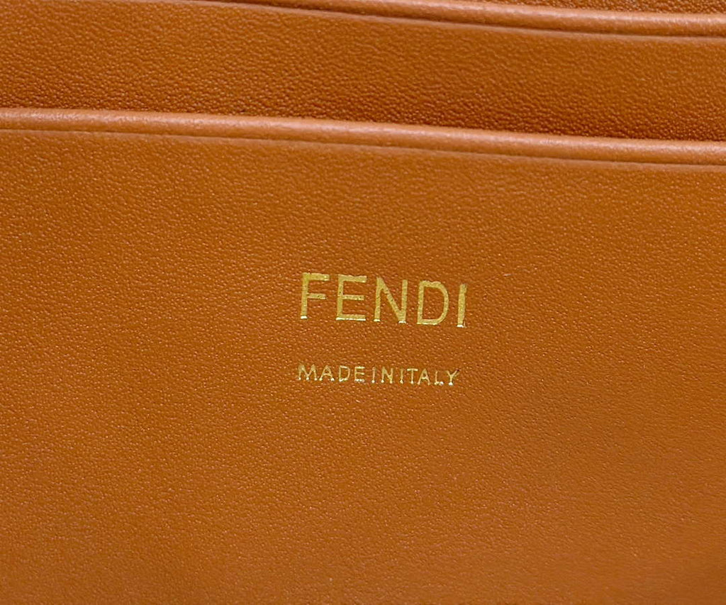 Fendi 8BS017 Mini Baguette Apricot canvas bag with FF embroidery 0159BS