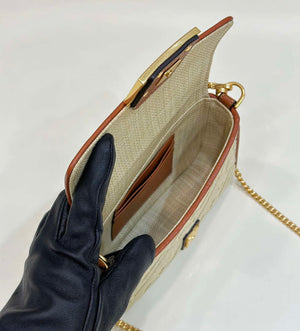 Fendi 8BS017 Mini Baguette Apricot canvas bag with FF embroidery 0159BS - Default Title - View 9