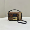 Fendi 8BS017 Mini Baguette Brown FF jacquard fabric bag with sequins - Default Title - View 1
