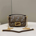 Fendi 8BS017 Mini Baguette Brown houndstooth wool bag with FF embroidery 8588S - Default Title - View 1