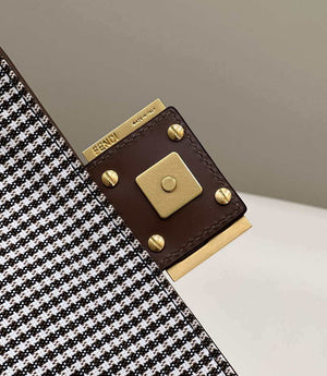 Fendi 8BS017 Mini Baguette Brown houndstooth wool bag with FF embroidery 8588S - Default Title - View 5